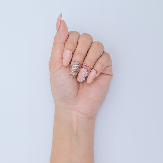 4D Flower with Sugar Dust Press On Nails