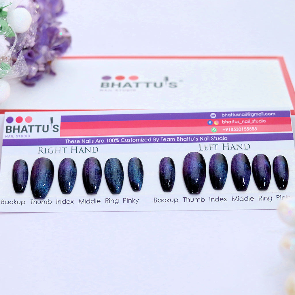 Blue Cat Eye Press On Nails