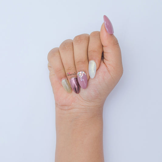 Chrome, Glitter & Diamond Press On Nails